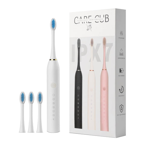 X-3 Sonic Electric Toothbrush, IPX7 Waterproof, Powerful Rechargeable with Replaceable Heads, 6 Cleaning Modes, Advanced Gum Care & Plaque Removal- White