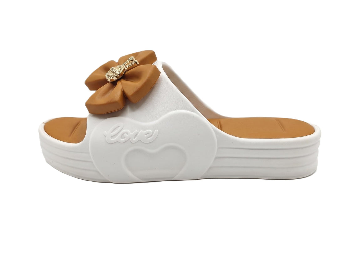 Project Z Women's Slipper "Faraha" Pure EVA High Sole - Ultra Comfortable Medical Women's Slippers with Rose and Gold Accessory - Home and Beach [Fuchsia/Brown/Pink]