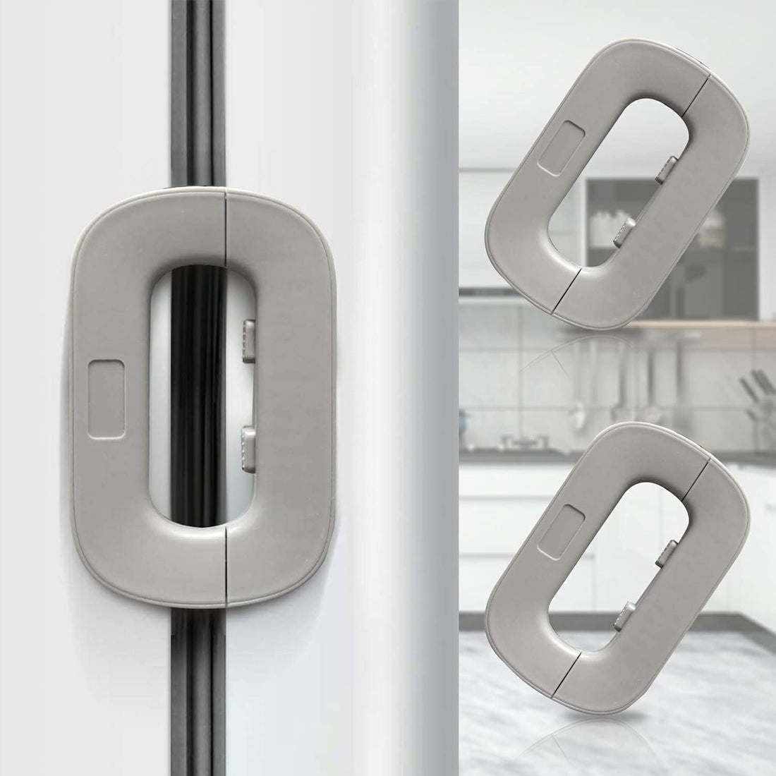 Catch Up 2 Pcs Refrigerator Door Lock, Baby Safety Lock, Multifunctional Fridge Lock, Anti-Pinch and Anti-Pinch Sealed Door Lock with Self Adhesive for Cabinet Door