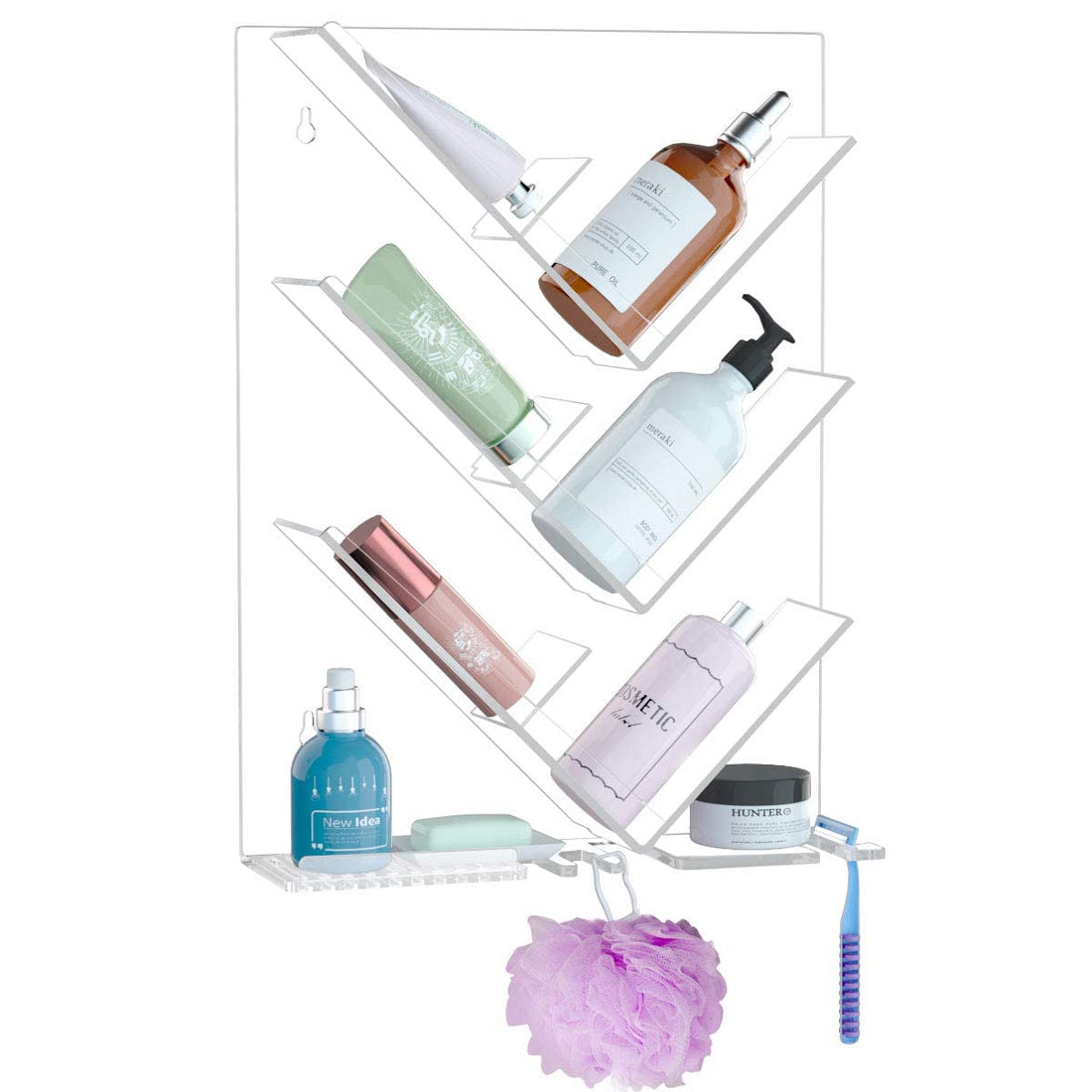 BEST MEDIA Acrylic Shower Caddy, Clear Bathroom Organizer with Suction Cups, No Drill Rustproof Shelf for Shampoo Bottles, Conditioner, Soap, and Bath Essentials, 28 x 12 cm, Clear