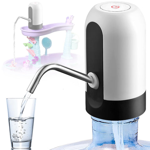 5 Gallon Water Dispenser USB Rechargeable Portable with Battery, Automatic On/Off Pump for Home, Office, Camping (White)