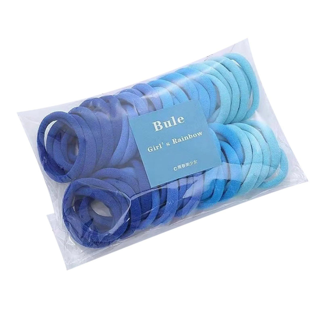 Zone Shop 50 Pieces Strong Seamless Elastic Hair Ties Korean Fashion Hair Rope Candy Color Ponytail Holder Strong Elastic Hair Ties (Blue)