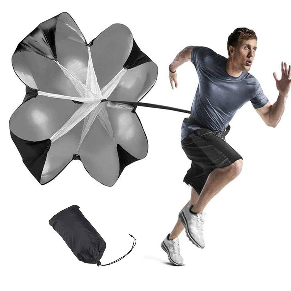 DEARLIVES Running Parachute, 56 Inch Parachute for Speed Training, Speed Chute with Adjustable Strap, Free Carry Bag for Running, Cycling, Skating and Other Sports Speed Training