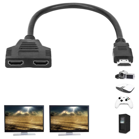 ToneGod HDMI Splitter Adapter Cable for Dual Monitors (1 in 2 Out) - Male to Dual Female for HD, LED, LCD, TV - Support Two TVs at The Same Time