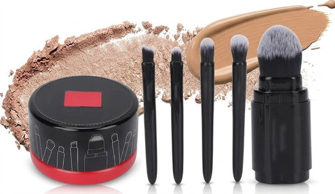 MAGIC BOX BRUSH - travel Makeup Brushes, Professional Nylon Bristles Portable 5pcs Makeup Brush Set With Box For Daily Makeup