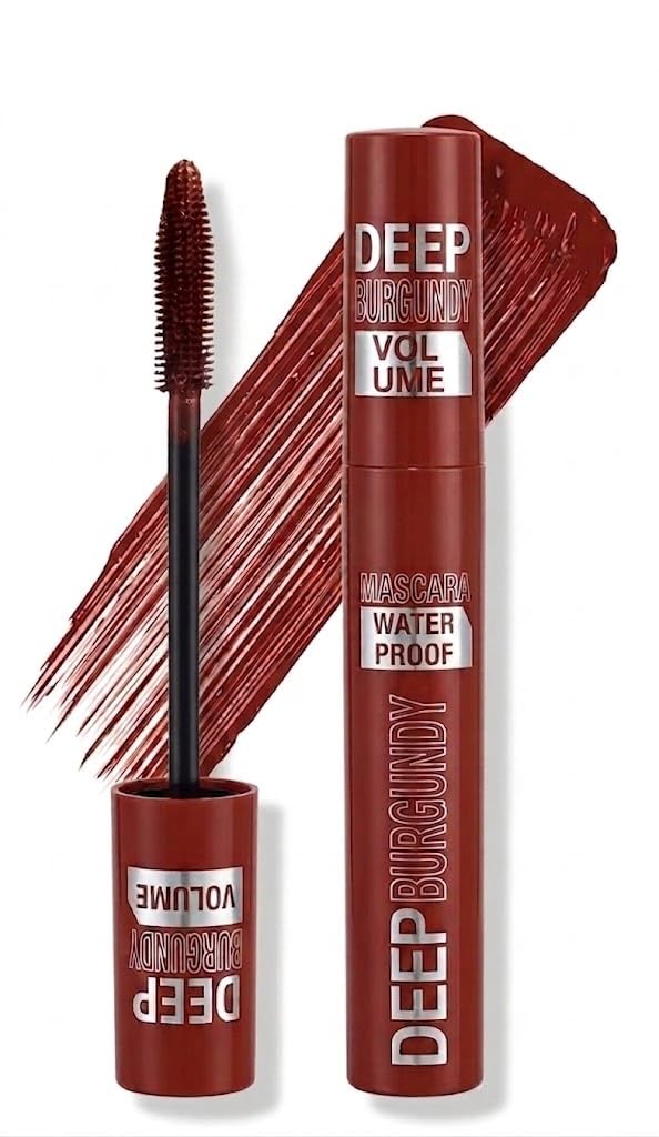 VOLUME MASCARA BURGUNDY Waterproof, Volume and Length Waterproof,Extra Long Thick 5D - BURGUNDY,Lengthening,False Lash Effect