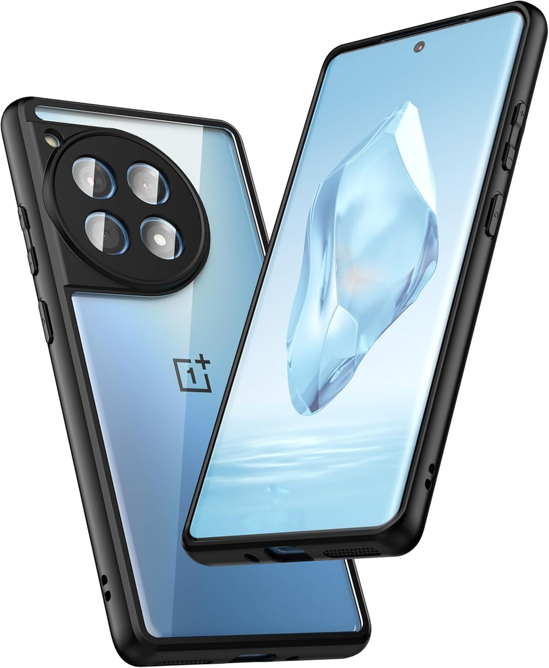 For Oneplus 12R Hard Back Cover Q Series Case, Transparent Hard Back And Silicone Tpu Black Frame High Protection Compatible with Oneplus 12R (6.78'') - Transparent & Black