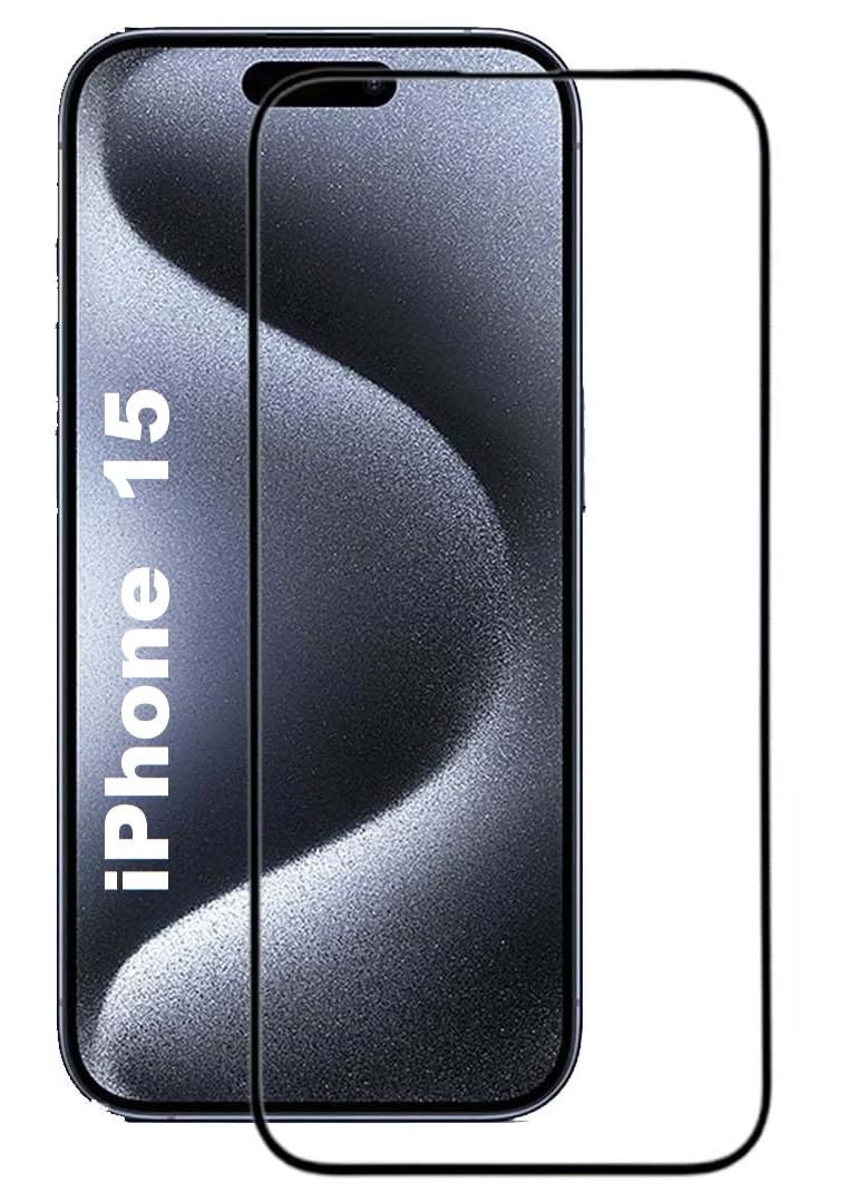 Zubitech Screen Protector for iPhone 15 tempered glass screen protector 9H hardness scratch resistance iPhone 15 full glue edge to edge glass (iPhone 15, Clear)