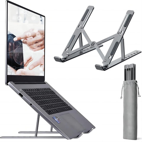 Dyazo Zigzag Height Adjustable Ventilated Aluminium Laptop Stand/Riser With 6 Angles Multi-Angle Compatible With Macbook Air Pro, HP, Lenovo, Dell & Other 10-15.6” Laptops And Notebooks (Space Grey)