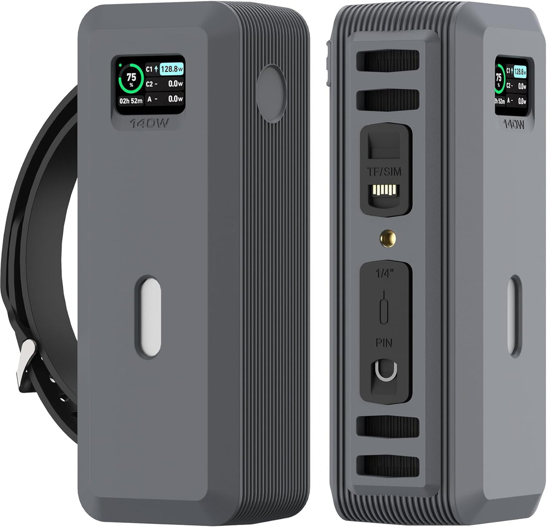 Silicone Case Compatible with Anker Power Bank 737 (140W) with 1/4-inch nut Hole, SD Card, Card Pin Storage Slot Compatible with Anker Power Bank 737 Skin-Friendly Anti-Lost Protective Case (Gray)
