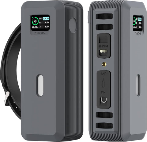 Silicone Case Compatible with Anker Power Bank 737 (140W) with 1/4-inch nut Hole, SD Card, Card Pin Storage Slot Compatible with Anker Power Bank 737 Skin-Friendly Anti-Lost Protective Case (Gray)