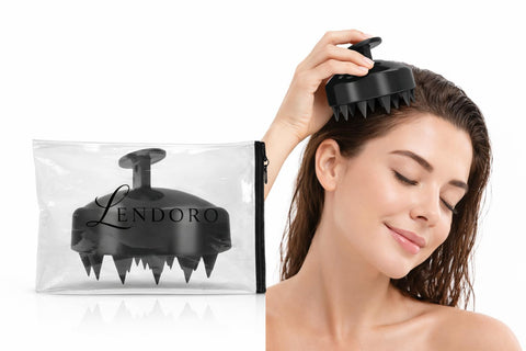 LENDORO Scalp Massager Shampoo Brush, Soft Silicone Bristles, for Shampooing and Dry Massaging (Black)