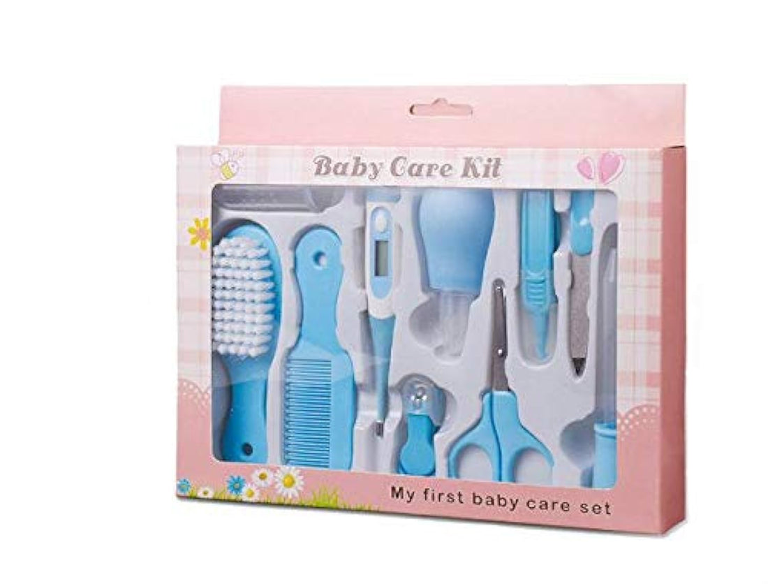 I-LIVE 10 Pcs Baby Infant Care Kit Including Scissor, Clipper, Nail File, Pincer, Aspirator, Dropper Feeder, Thermometer, Brush Set,Finger Toothbrush