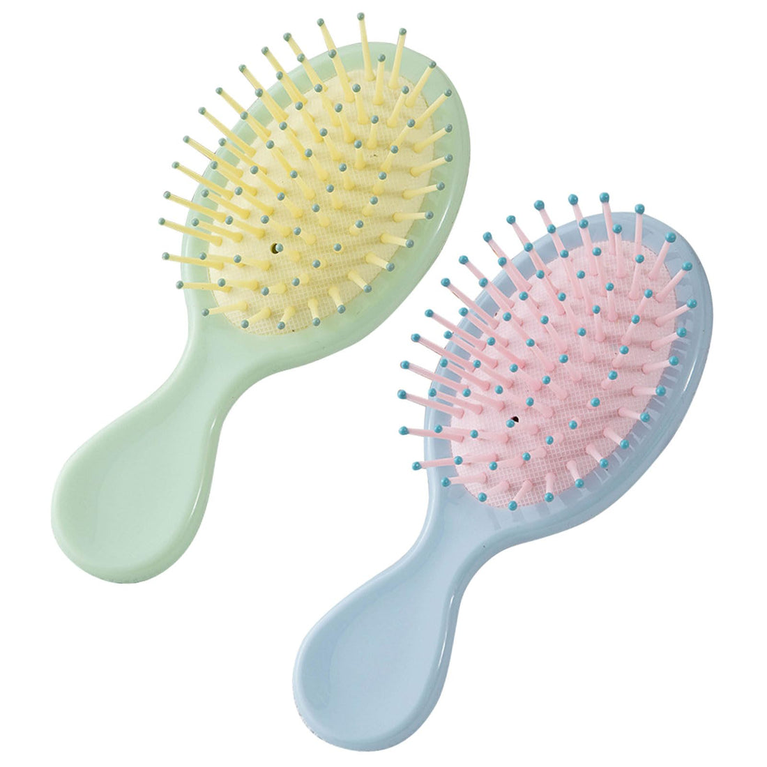 EUPSIIU 2 Pcs Hair Brush, Mini Travel Detangler Brush Pocket Travel Small Paddle Hair Brush Anti-Static Hair Brush or All Hair Types Glide Home Travel Detangle Massage Add Shine (Blue, Green)