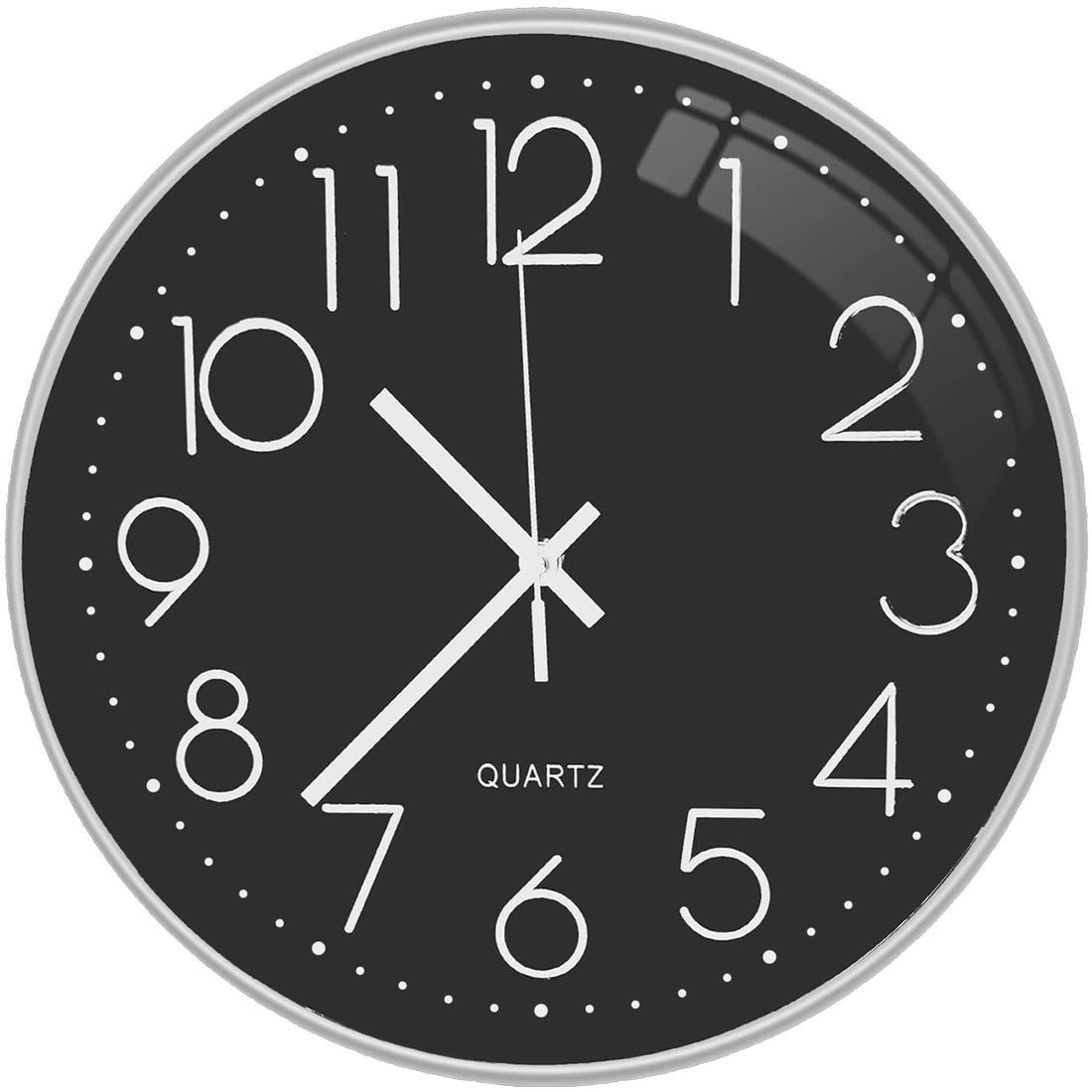 Rylan Wall Clock 12" Silent Quartz Decorative Latest Wall Clock Non-Ticking Classic Clock Battery Operated Round Easy to Read for Room/Home/Kitchen/Bedroom/Office/School- (Black Silver).