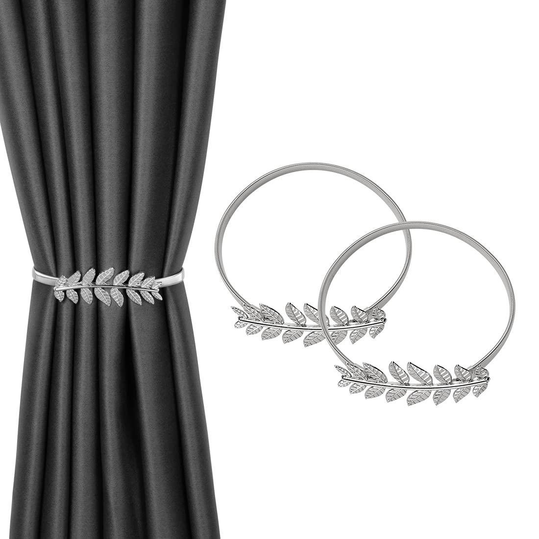 Curtain Tiebacks Alloy Elasticity Loops Clips Rope Back Holder Buckles Binder for Home Decoration Cafe Office Pack of 2