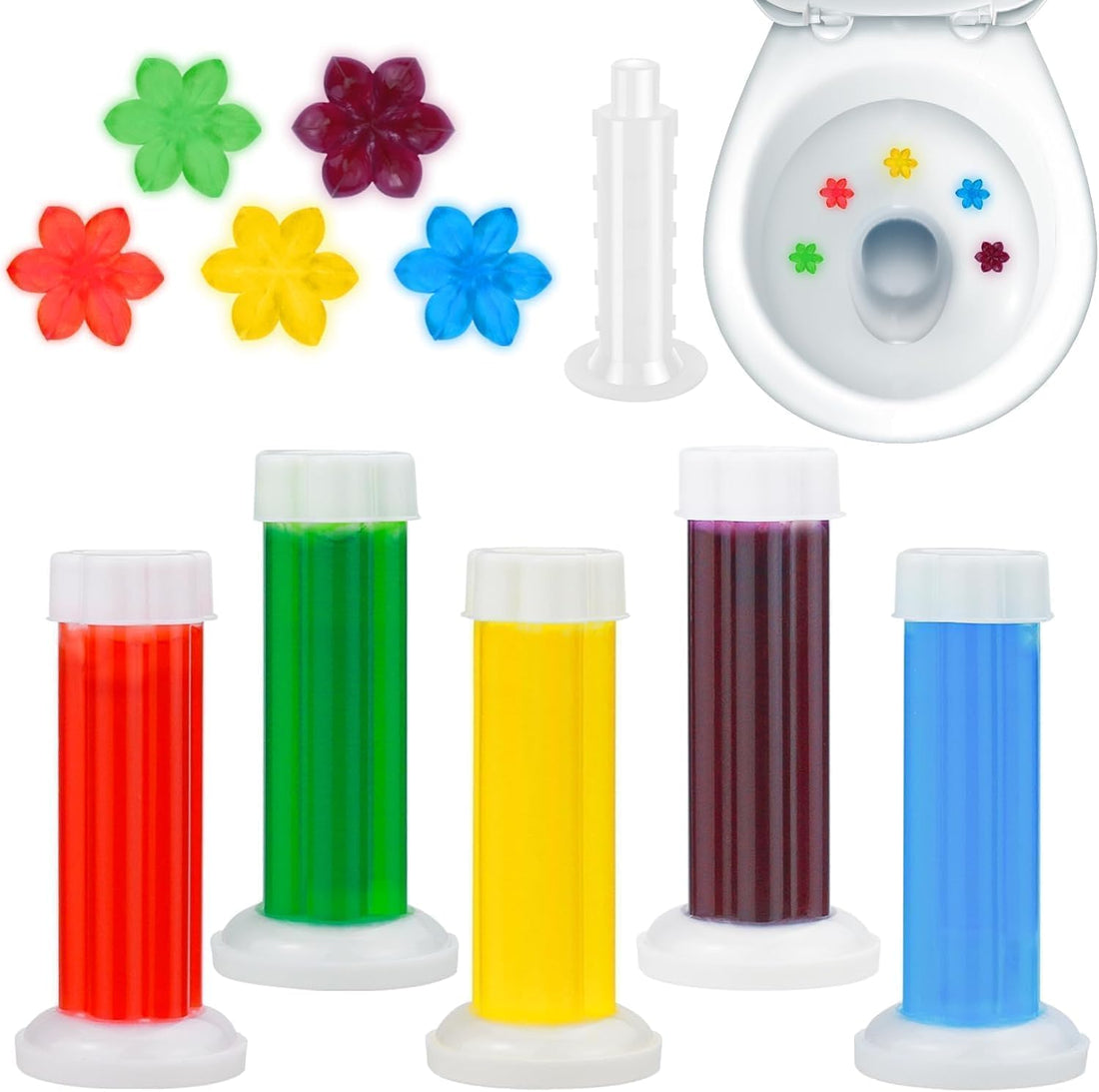 Automatic Toilet Bowl Cleaning Gel, Floral Design Stamp, Fresh Fragrance Deodoriser, 1-Pack, Multicolour (1)
