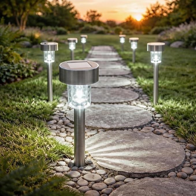GloBrite 10PC Solar Garden Lights | Waterproof Auto On-Off Outdoor Pathway Lighting Stakes