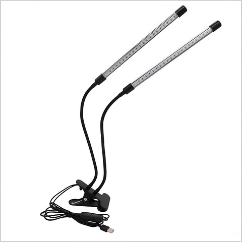 LED Lamp - Dimmable Dual Head Grow Light with Clip for Indoor Plants, Greenhouse Gardening, and Seedling Growth, Energy Efficient Tube Design