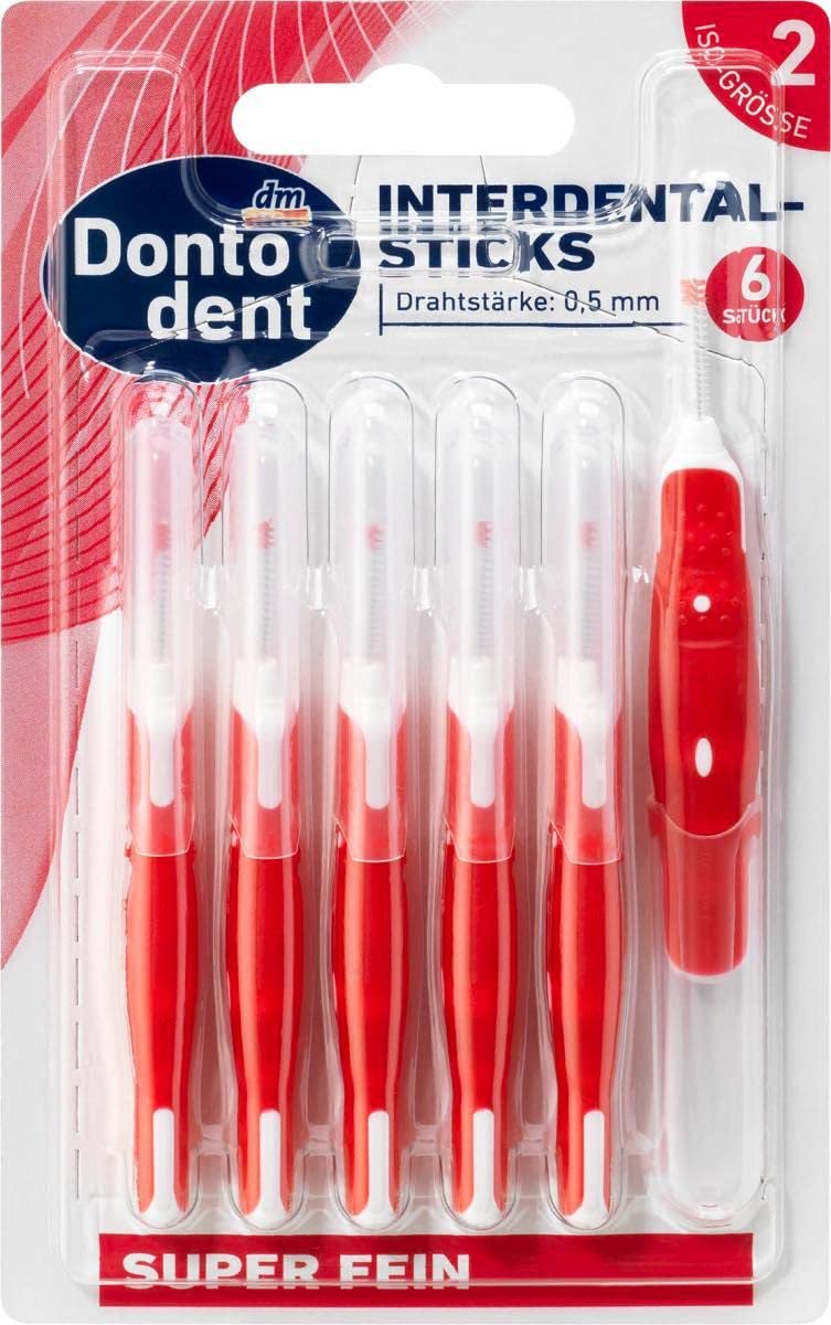 Dontodent Interdental brushes red 0.5mm ISO 2, 6 pcs