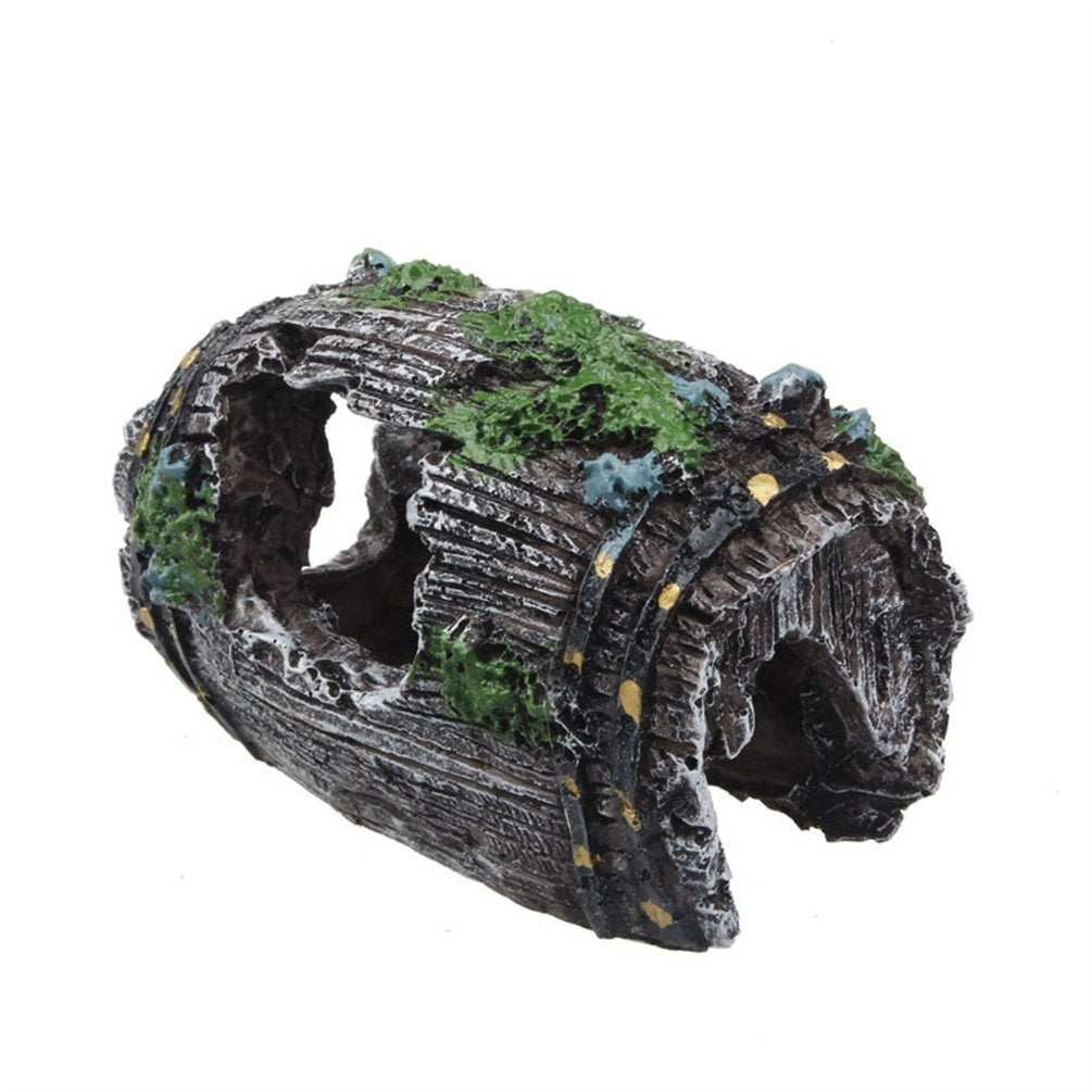Superdream® Fish Tank Aquarium Cave Resin Broken Barrel Ornament Landscape Decor