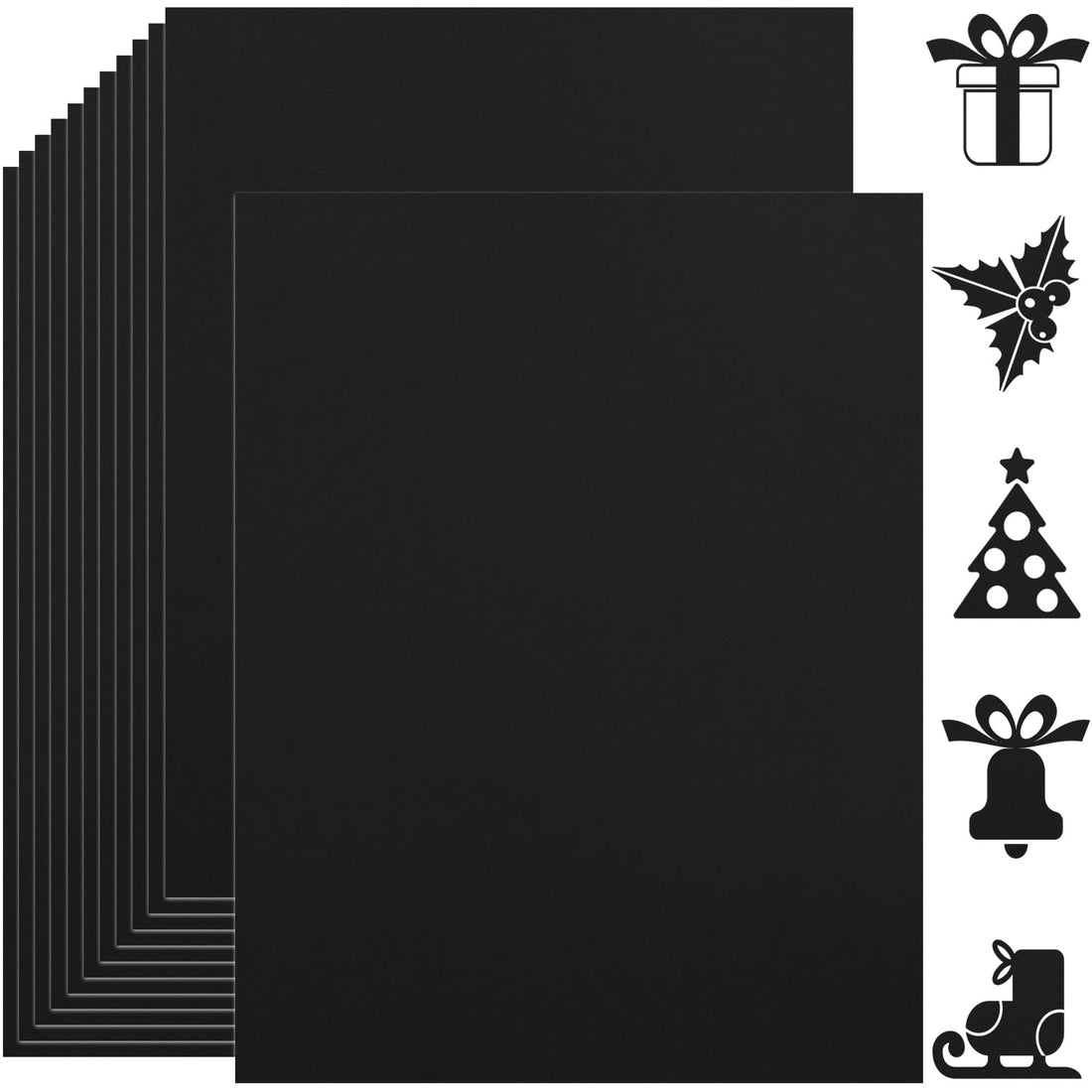 25 Sheets Black Cardstock Paper 8.5'' x 11'', 250gsm/92lb Thick Paper for Scrapbook, Invitations, Printing and DIY Cards