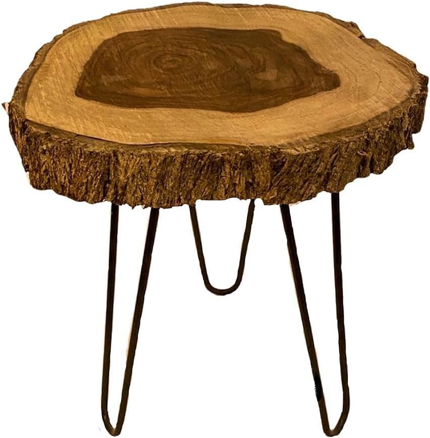 Egypt Antiques Natural Wood Side Table, 45 cm Height x 35 cm Diameter