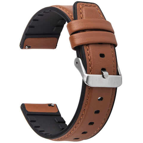 Fullmosa 20mm/22mm Watch Strap, Leather and Meex Smart Watch Strap Compatible with Amazfit/Huawei/Casio/Fossil, for Men and Women