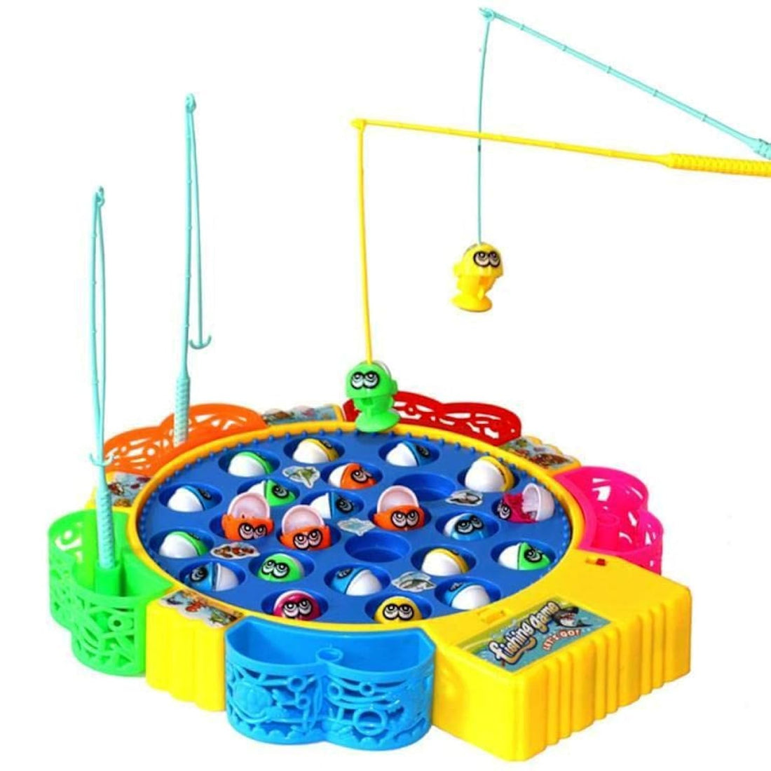 Fishing Game with 15 Fishes, 1 Rotary Pond, 4 Pods, Music, Light - Multicolor, Ages 3+