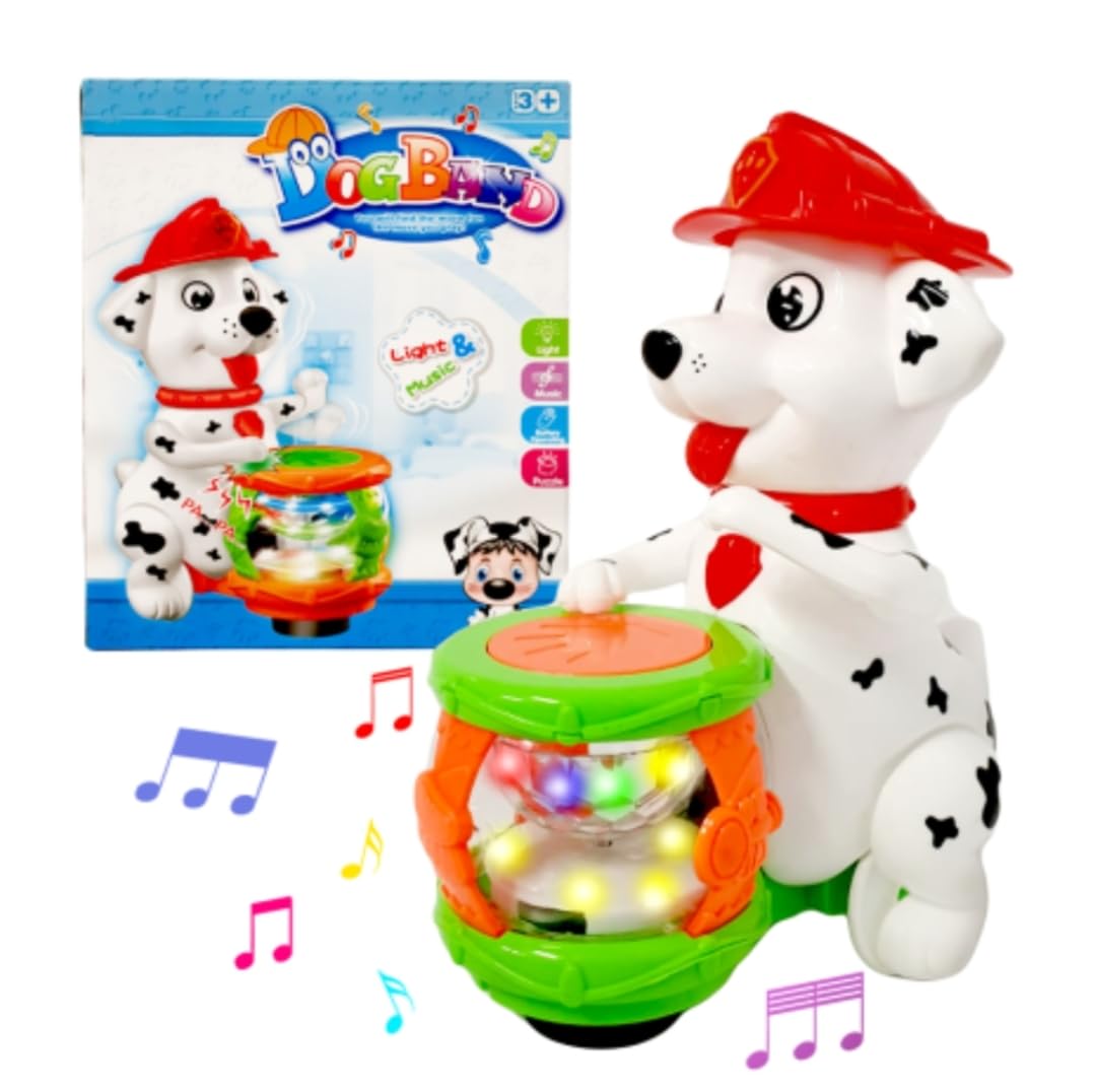 Drummer Moving Dog, Plastic Dog, Luminous and Amazing with Drum