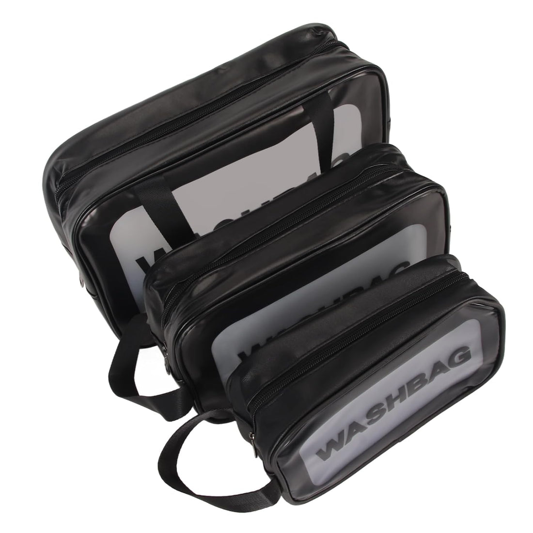 Generic Travel Bags Set of 3 Premium Waterproof Leather Black Travel Bags - Perfect Organizer for Makeup and Personal Care - Suitable for Both Men and Women - Practical Preparation Helper