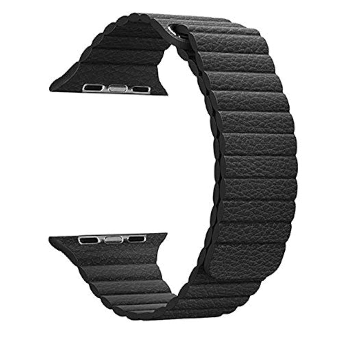 Maker Leather Loop Band with Magnetic Closure – Compatible with Apple Watch Series 1/2/3/4 (42mm/44mm)- Black