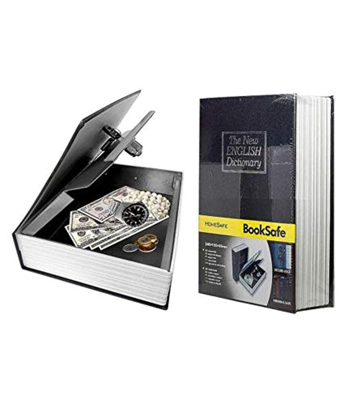 Praha Metal Book Safe with Lock and 2 Key, English Dictionary Book Lock Box Safe for Cash, Jewelry, Passport and Other Valuables, Secret Hidden Safe Lock Box Large Money Box High Capacity