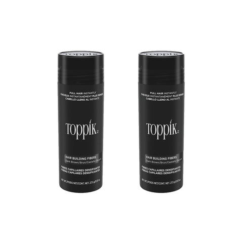 Toppik Hair Building Fibers, Keratin-Derived Fibres For Naturally Thicker Looking Hair, Cover Bald Spot, 27.5g (Pack Of 2) - Dark Brown