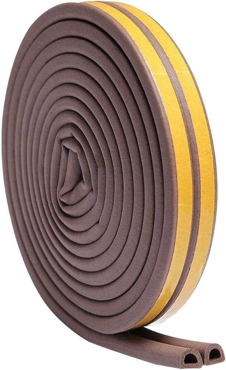 Plan A Door Window Protective Strip Vintage D Shape Foam Rubber Weatherproof Window Frame Waterproof Dustproof 3M Vintage Buckle () (1)