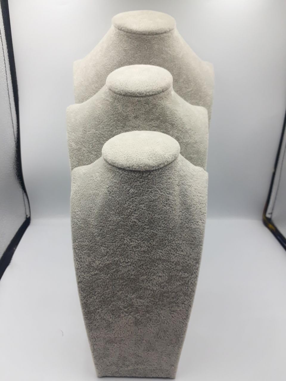 Jewelry Display Stand, 3 Pieces Velvet Grey Necklace Display Stand