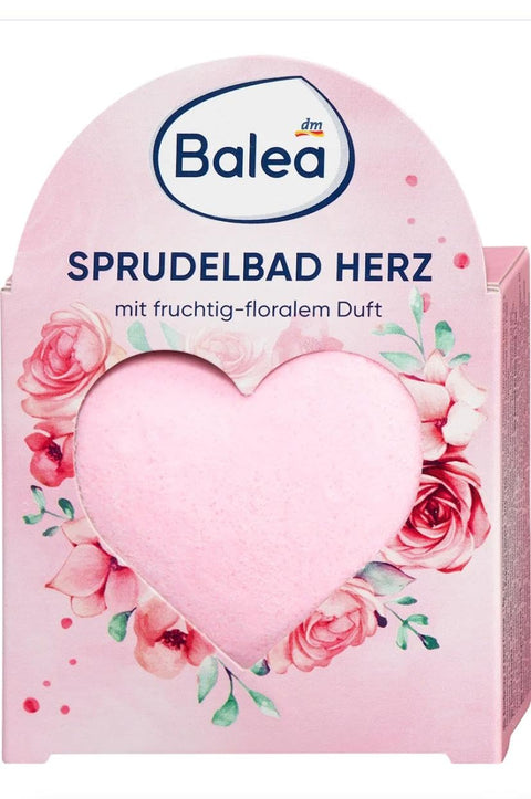 Balea Heart-shaped bath bomb, 1pc, Fizzy bath additive Fruity floral fragrance
