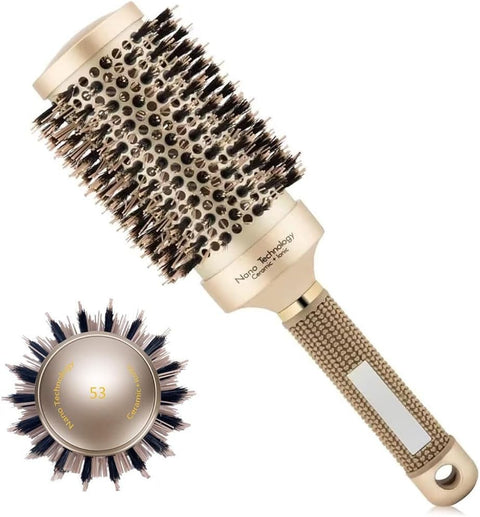 Round Brush for Blow Drying,Thermal Nano Ionic Round Drying Hair brush Professional for Styling Hair Curling Brush-gold (53mm)