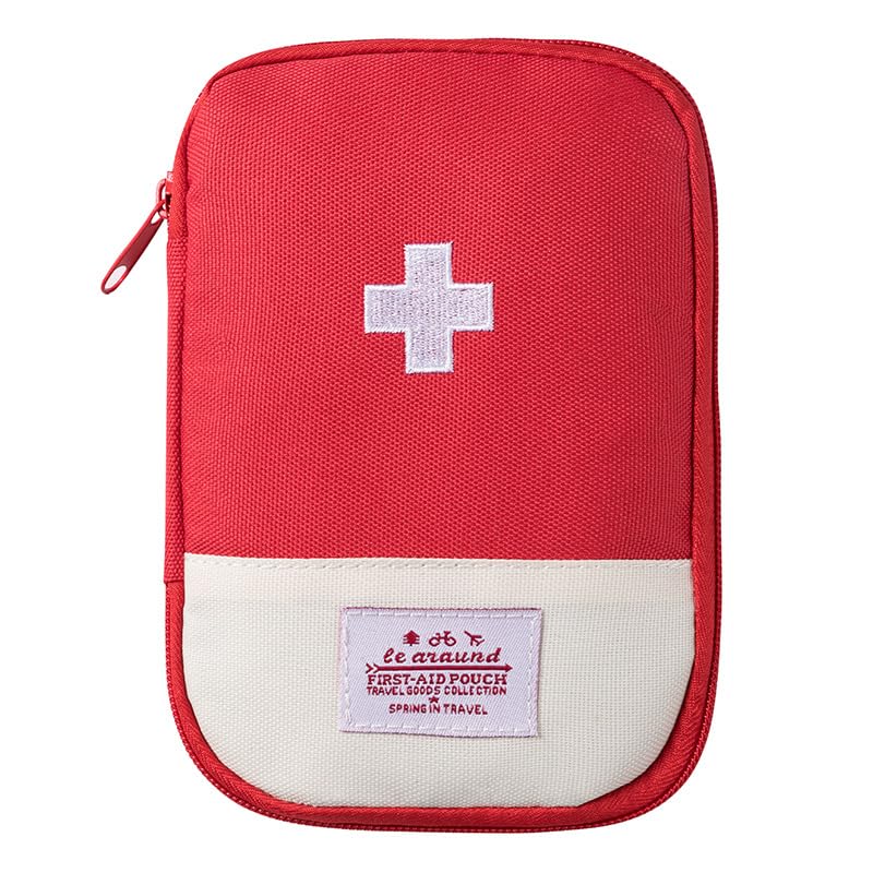 Portable Mini First Aid Kit Bag, Empty Travel Medical Organiser for Car, Cycling, Camping, Hiking, Home, Office, Red and Blue