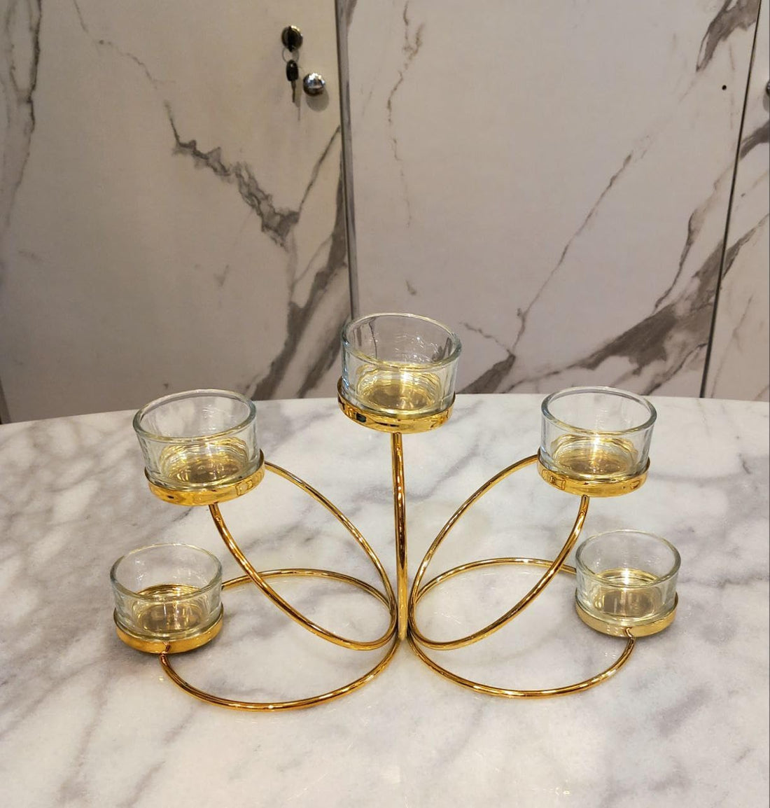 Metal Candlestick Holders Taper Candle Holders, Candle Stick Holders Kit Decorative Candlestick Holder for Wedding Party Dinning Table Centerpiece Home Decoration - Gold -5 Candles