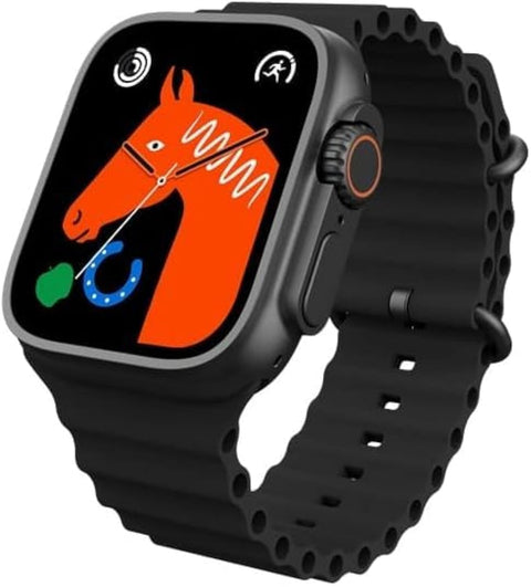 T800 Ultra Smart Watch Largest and Brightest Display Deep Waterproof With Video Controlling Assistant Wireless Fast Charging, BIGGER SCREEN SHOW MORE, Bluetooth, NFC (BLACK)