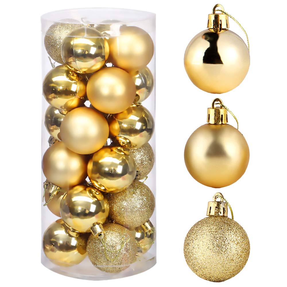 Wonka Christmas Bauble, ZoneYan Large Ball for Christmas Tree Decoration Ornament,Christmas Tree Decorations Baubles Set,Plastic Shatterproof Xmas Balls with Hanger (gold)
