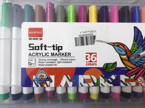 Acrylic Paint Pens Fine Tip, 36 Colors, Water-Based Ink, Waterproof and Lightproof, Strong Coverage