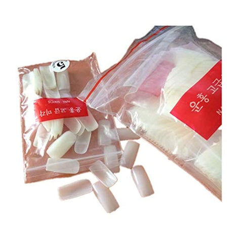 500pcs/Bag Ballerina Nail Art Tips Transparent/Natural False Coffin Nails Art Tips Flat Shape Full Cover Manicure Fake Nail Tips