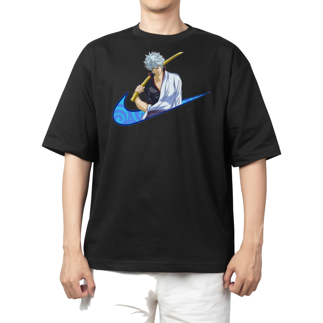acid wash gray oversize Youth t-shirt Black gintama 1