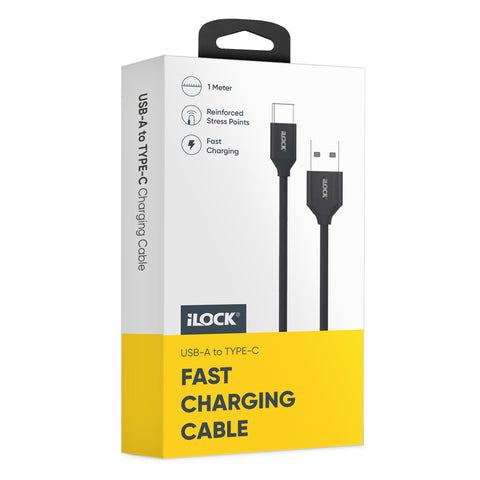 iLOCK Charge Cable | 1 Meter | Durable PVC Design (USB-A to TYPE-C, Black)
