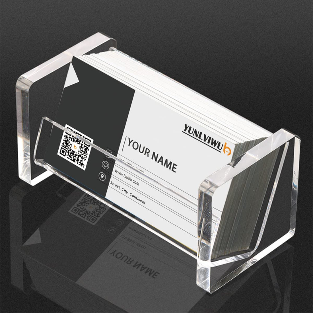 Business Card Holder for Desk Clear Horizontal Name Cards Holders Organizer Storage Rack Display Holder Desktop Business Card Stand for Office Tabletop (1)
