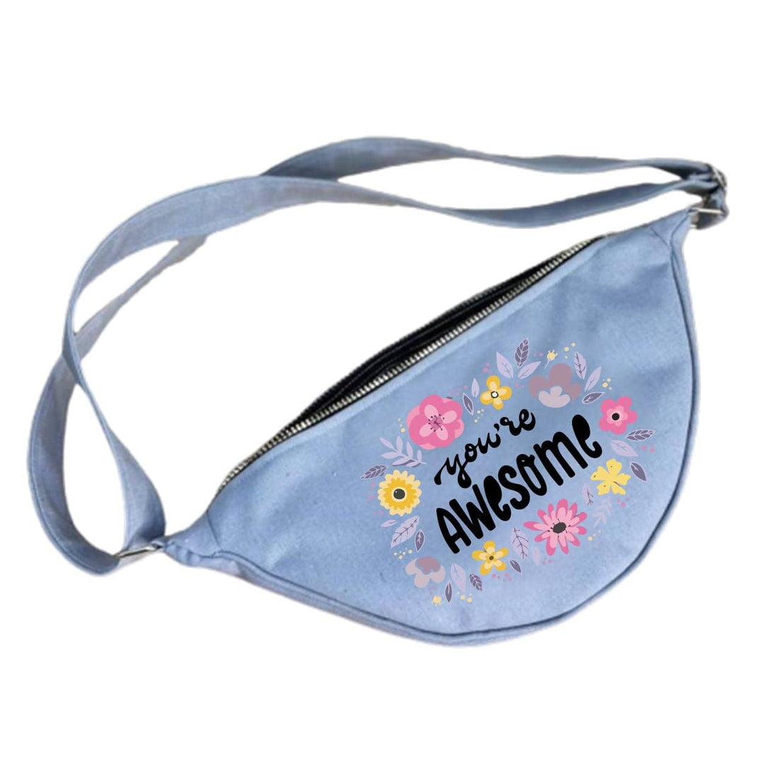 Waist bag- Grey- One sided printing- Motivational design-you are awesome - We print your gift