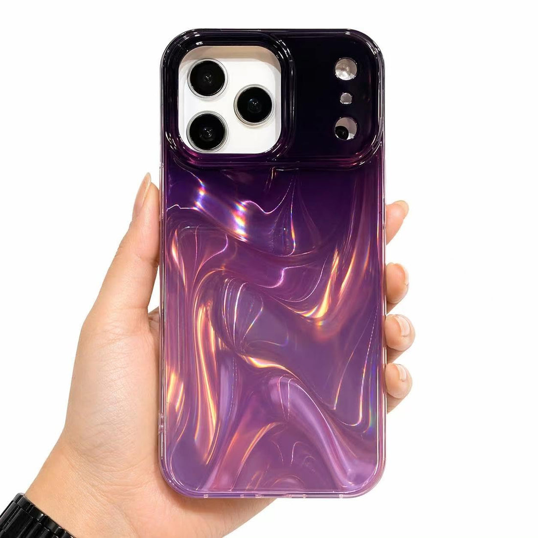 Eco Case for iPhone 17 Pro Max Star Diamond Raised Camera Protection New Case 2026, Trendy 3D Aesthetic wave Ripple Mirror Glitter Colorful Mobile Fancy Cover for iPhone 17 Pro Max (W6)