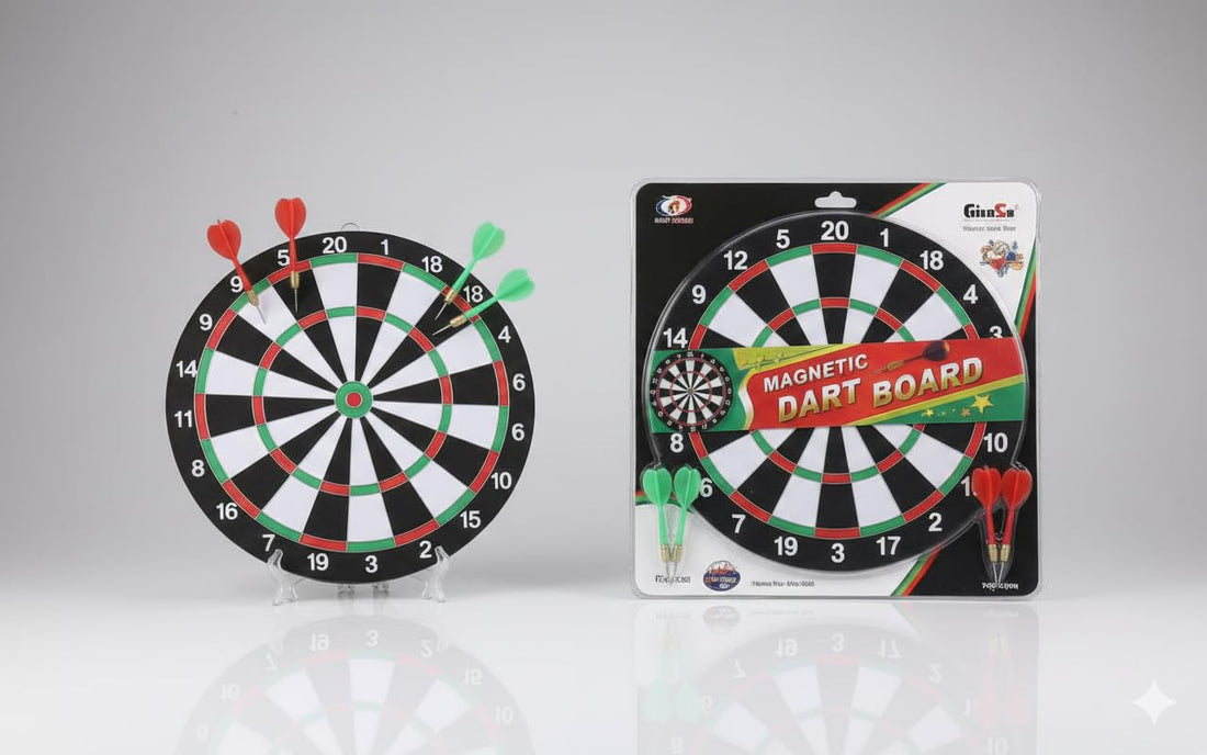 GHAZAL Professional Dartboard, 15 Inch Metal Wire Web Board with 6 Sharpened Darts, Double-Sided Printing, 30 x 29.8 x 1.2 cm, 560g